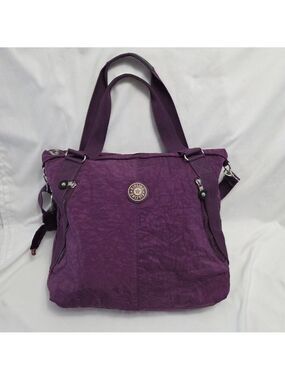 Kipling Purple Nylon Tote Bag | Medium | Dual Handles & Multiple Pockets